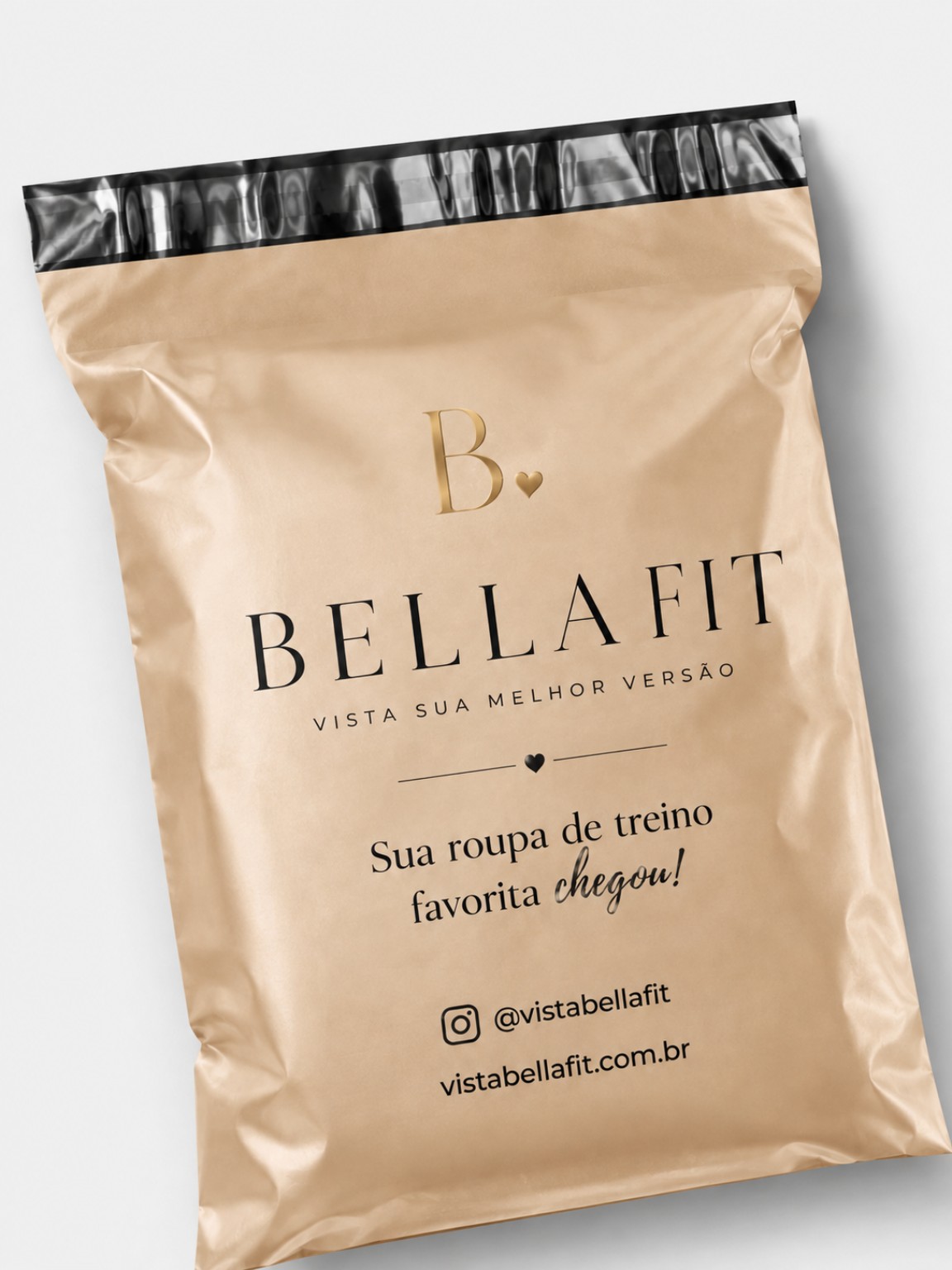 Saco personalizado Bella Fit em versão dourada