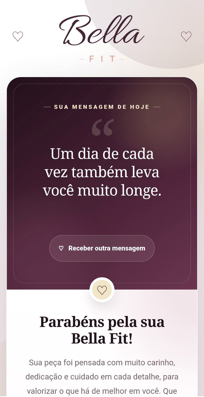Página real Bella Fit Pra Você acessada pelo QR Code da tag